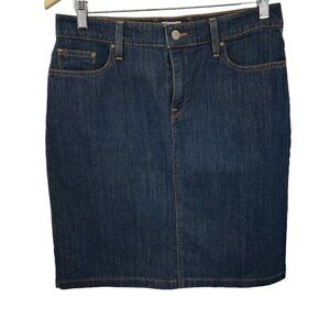 LL Bean Favorite Fit Denim Jean Straight Pencil Skirt Size 8 Reg Stretch Classic
